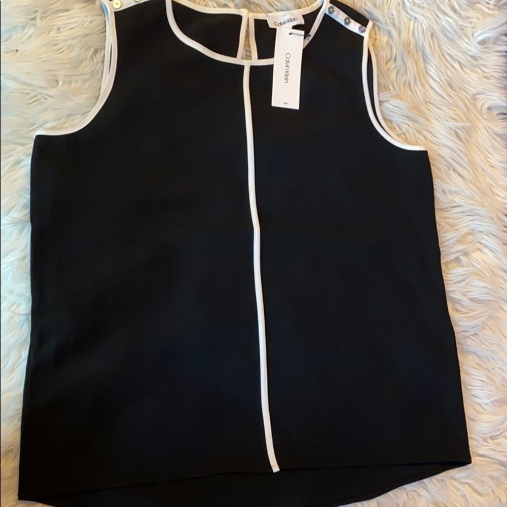 Dressy black and white tang top